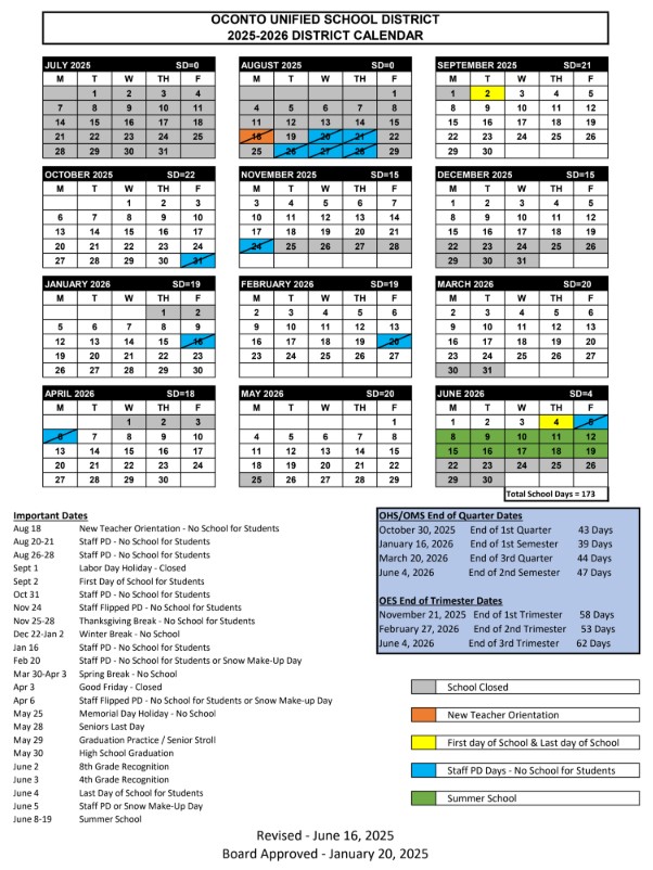 2025-26 District Calendar